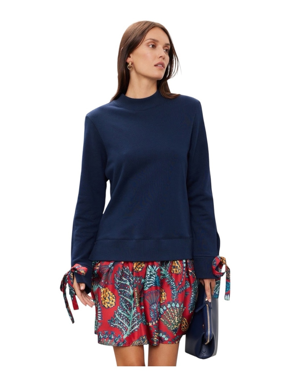 LA DoubleJ Sporty Dress Pineapple Print Mock Neck Sweatshirt Mini Dress M
